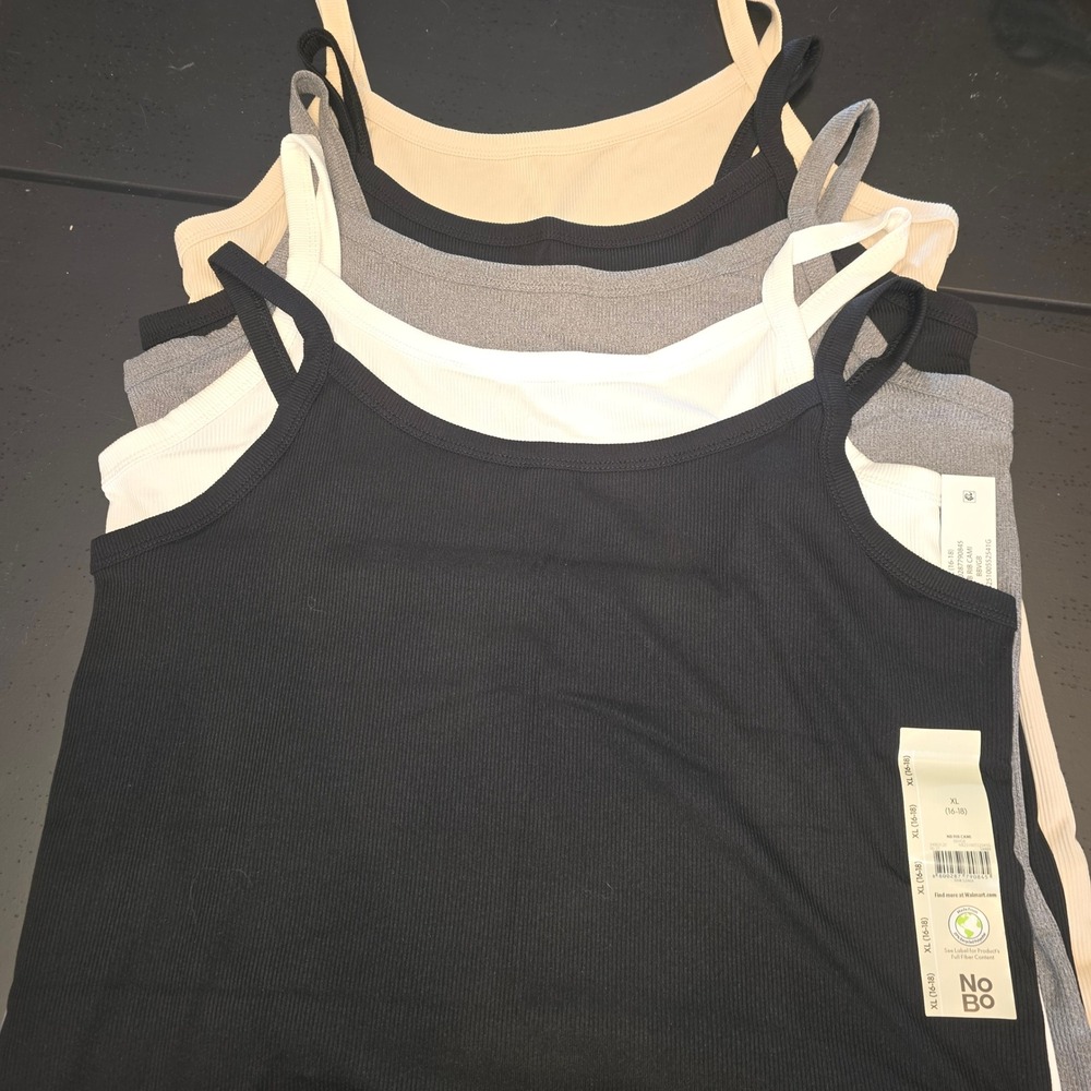 No Boundaries Ribbed Cami Tank Top 4 Pack Bundle Neutral Colors XL 16-18 NWT